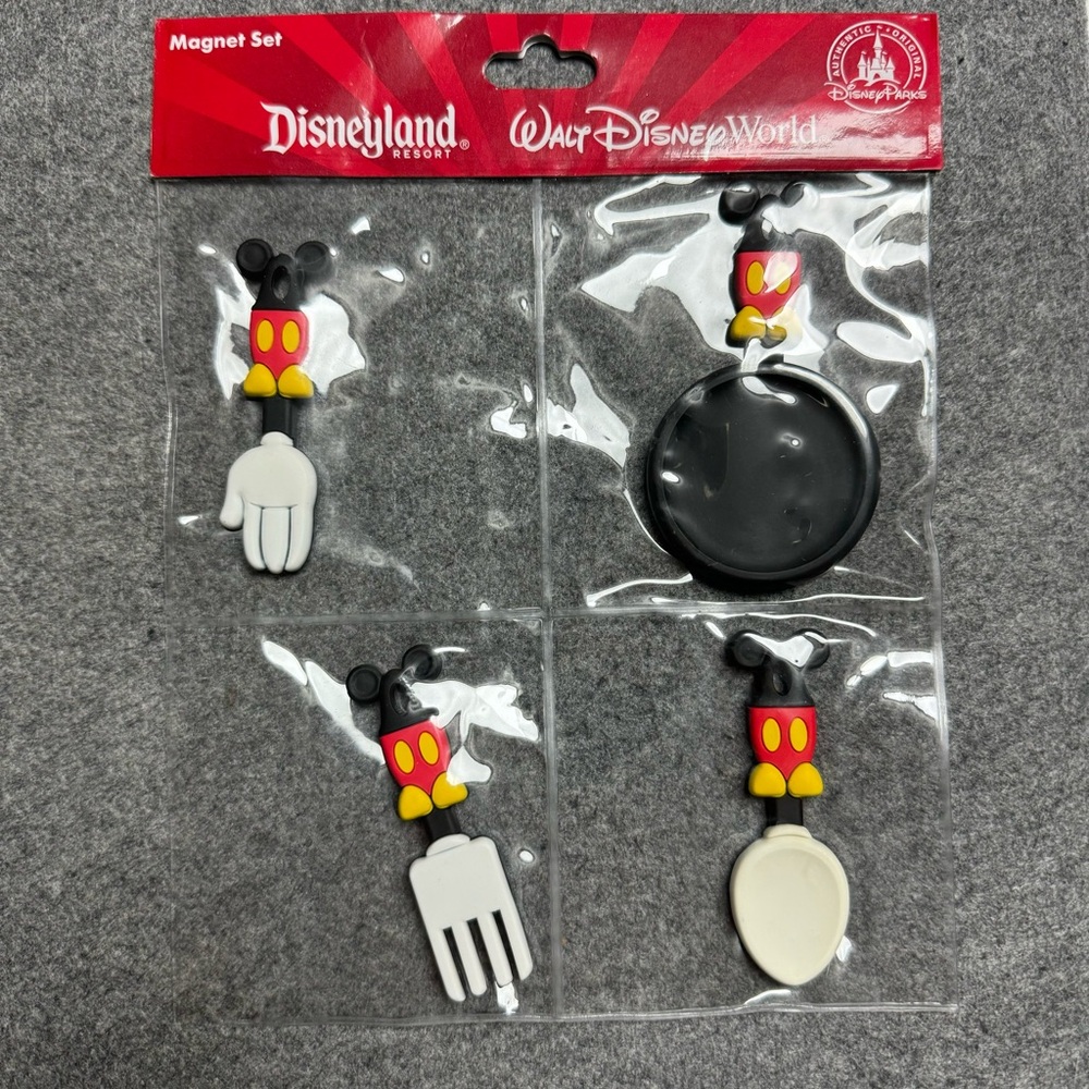 Disney Mickey Mouse utensils magnets set of 4. New in package.